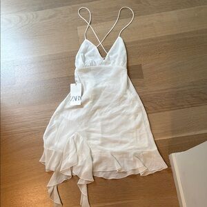 Zara White Spaghetti Strap Dress brand new!